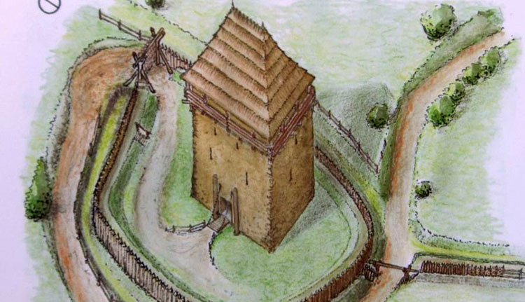 Kustaly várát rekonstruáló rajz | A kép forrása: erdelyinimrod.ro